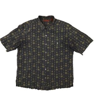 Tori‎ Richard Honolulu Blue Silk Palm Tree Print Short Sleeve Button Up Shirt XL